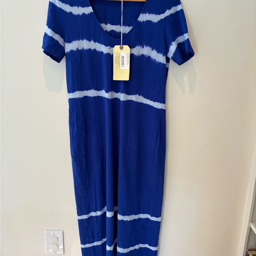 Raquel Allegra Chica Dress Indigo Halo Stripe Classic Jersey - size 1